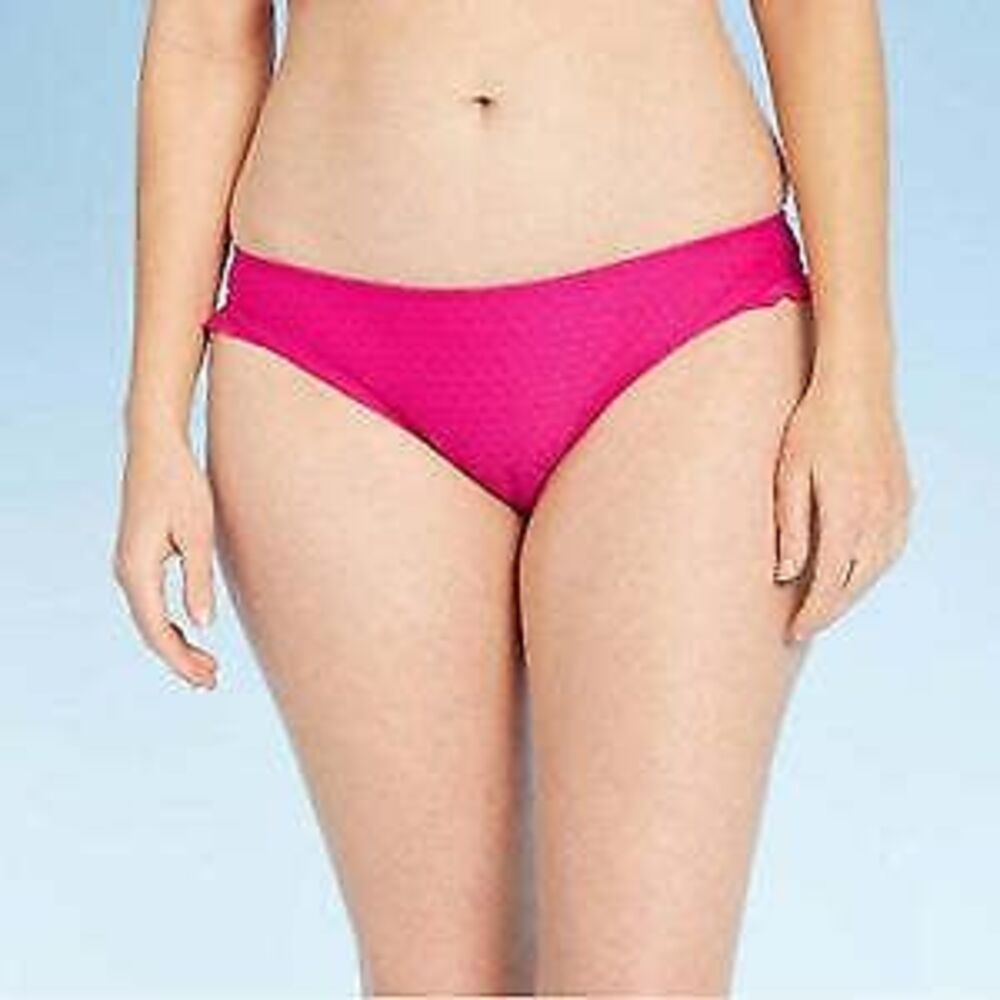 Shade & Shore Women's Textured Dot Hipster Bikini Bottom - Med